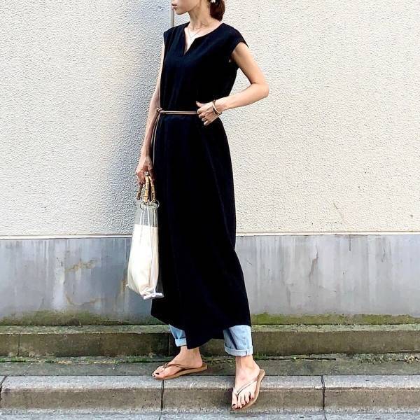 ZARAのペーパーバッグデニムパンツがかわいい！ 残暑を乗り切るアラフォーコーデ