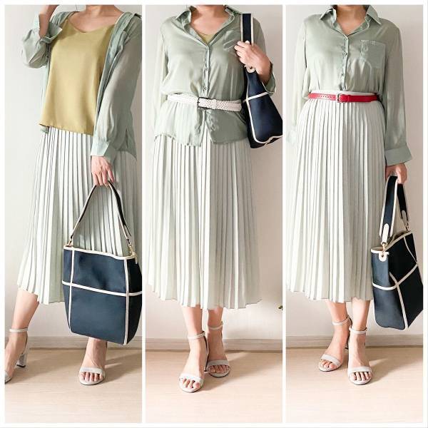 【UNIQLO】シアーシャツ×プリーツスカートでトレンドライクに！ 40代女性におすすめなすっきり垢抜けコーデ