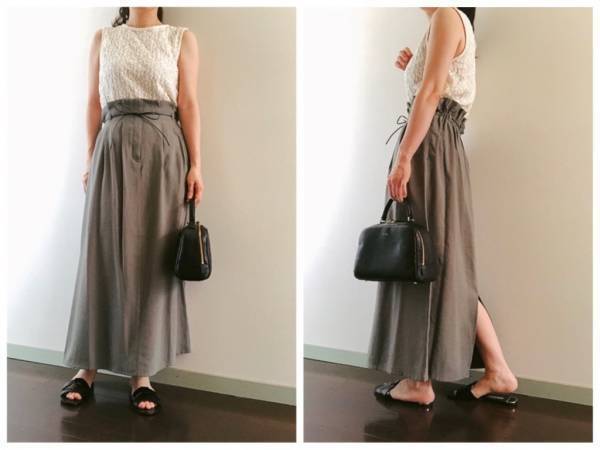 GUの秋色スカート1990円が優秀。上品見えもスタイルアップもおまかせ