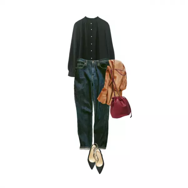 GUのパールブラウス1990円で着映える！ 大人フェミニンコーデに◎