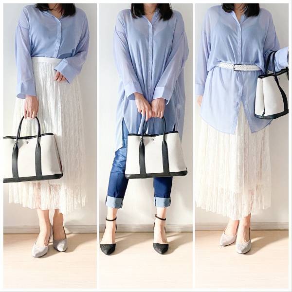 【GU】シアーシャツで抜け感たっぷり！ 季節の谷間をおしゃれに装う大人の秋っぽコーデ