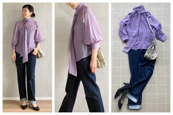 プチプラを高見えさせるワンアイテム！ 40歳からのボウタイブラウスコーデ