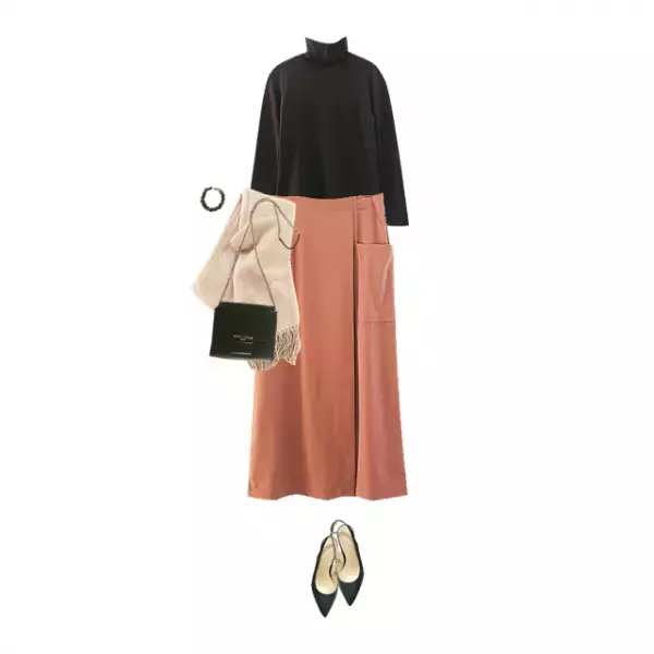 【GU】高見えスカート1990円が味方。アラフォーの今旬配色コーデ