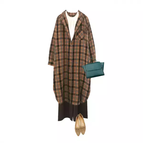 しまむらコラボのチェック柄ワンピース×文房具。秋を見つける小旅行コーデ