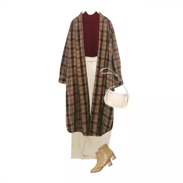 しまむらコラボのチェック柄ワンピース×文房具。秋を見つける小旅行コーデ