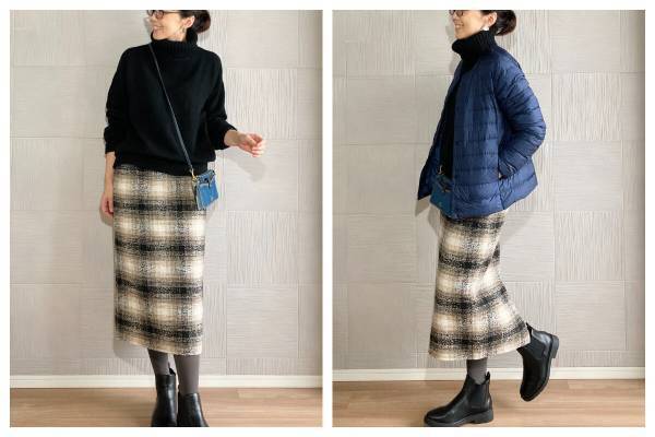 ROPE PICNICのチェックスカートで大人かわいい秋のカジュアルコーデ