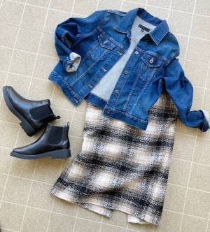 ROPE PICNICのチェックスカートで大人かわいい秋のカジュアルコーデ