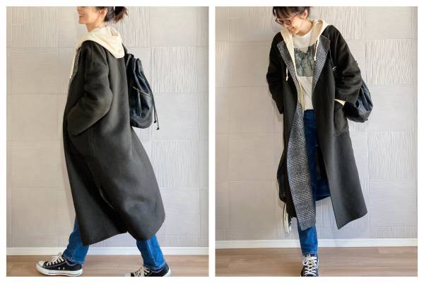 在宅勤務増！ 出番なしの通勤コートはふだんのカジュアルコーデに着まわす