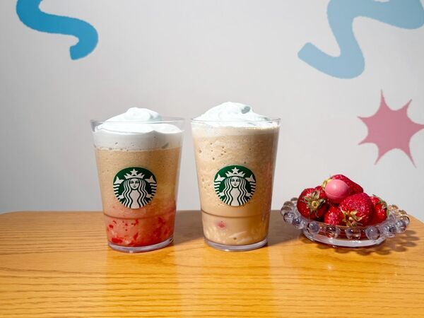 ミルクコーヒーがストロベリー風味に味が変わる！　スタバ新作「春空 ミルクコーヒー フラペチーノ」は友達とワクワクを共有したくなる一杯に