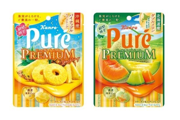 濃密ジュレがとろけだす！　ピュレグミプレミアムに夏らしい「沖縄産パイナップルスパークリング」「北海道産ダブルメロン」が期間限定で登場