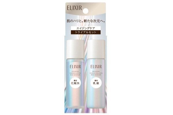 肌のハリと。新たな次元へ。エリクシールから高機能エイジングケア化粧水＆乳液が誕生