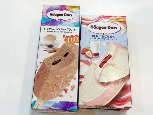 ハーゲンダッツ新作は“ご褒美感”がすごい。ロイヤルミルクティークランチ＆贅沢いちごミルクを実食レポ