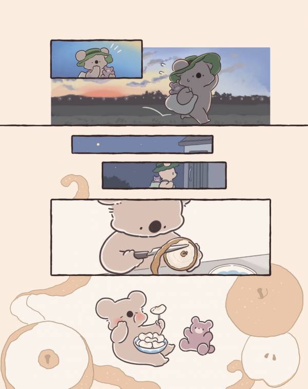 コアラの秋の楽しみ方いろいろ。歩いていたらすてきな秋の夕暮れを見つけた！【コアラ絵日記4 #11】