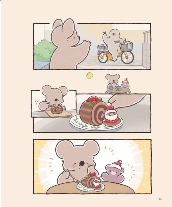 一人で食べるには大きすぎるケーキに悩むクリスマス。コアラの解決法がかわいすぎる【コアラ絵日記4 #12】