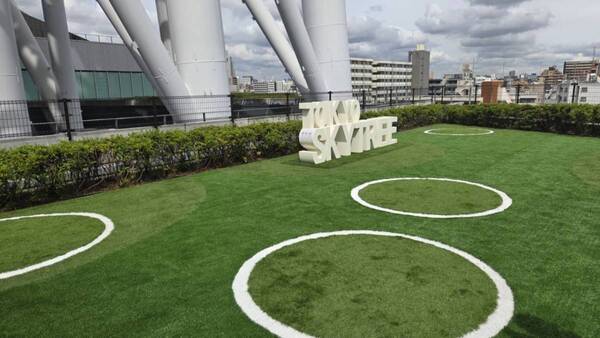 ついに開放！　スカイツリーを真下から見る芝生空間『LOOK UP CAFE TOKYO SKYTREE』