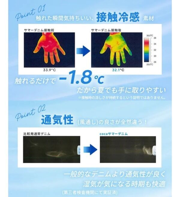 接触冷感×優れた通気性“夏でも諦めない本格デニム”昨年即完売のcoca「サマーデニムウエストゴムイージーパンツ」に新色登場！