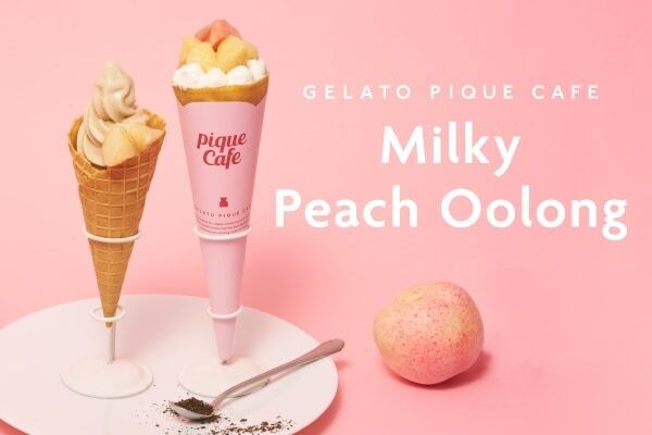 【gelato pique cafe】みずみずしくさっぱりした夏デザート！　白桃ウーロンのクレープ＆ソフトクリームが登場