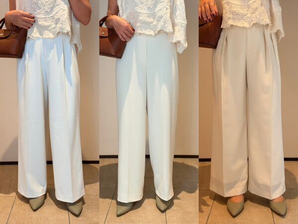 【徹底比較】低身長×骨ストはどれを買う？　人気３ブランドの“白ワイドパンツ”を履き比べ＆レビュー