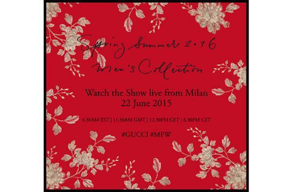 【生中継】グッチ2016春夏メンズコレクション、22日19時半より