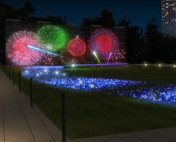 東京ミッドタウンの夏イベントは“ひかり花火”と夕涼み。屋外モヒートカフェも出現