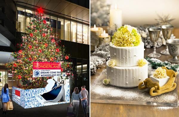 渋谷ヒカリエのクリスマスプロモーション「Shibuya Hikarie Christmas 2015 ～WONDERLAND～」／【左】「ドリームズ・カム・トゥルー」とコラボレーションしたクリスマスツリー＆【右】限定クリスマスケーキ