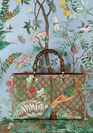 グッチがGGパターンに2016春夏の新作プリント「Gucci Tian」を重ねた新カプセルコレクションを発売