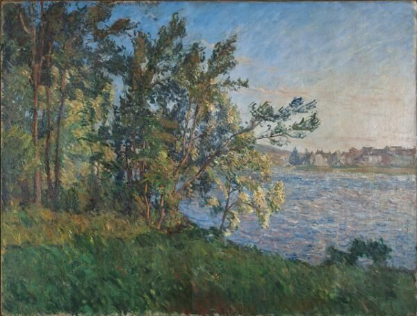 クロード・モネ《ヴェトゥイユの河岸からの眺め、ラヴァクール（夕暮れの効果）》1880年頃油彩、キャンヴァス120×155cm個人蔵Collection Privee「画像写真の無断転載を禁じます」