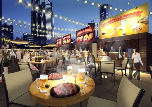 肉の有名店が一同集結！“天空のビアガーデン 肉テラス”がヒルトン東京で開催