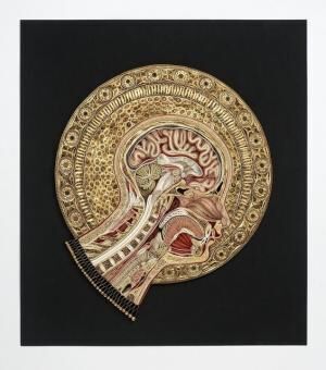 紙を丸める“クイリング”アートで解剖図を表現。和紙の色調を巧みに操るアメリカ人アーティスト