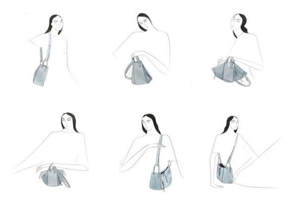 「ハンモックバッグ」の変幻自在に変わる6WAYをファッションイラストレーターのケリー・ビーマンがイラストで表現