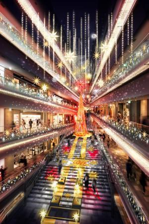 表参道ヒルズのクリスマスは、スワロフスキー約2万個を使った参加型の“星降る”イルミネーション！