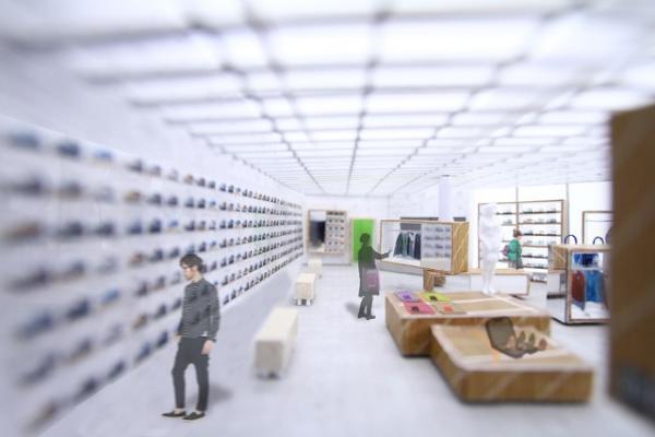 アトモス新ショップ、新宿南口に来月オープン。体育館イメージの内装はトラフ