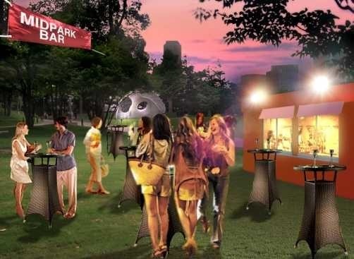 東京ミッドタウンでカヴァを立ち飲み。屋外バル登場。無料ヨガ、ピラティスも開催