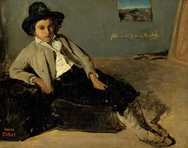 ジャン=バティスト・カミーユ・コロー≪座るイタリアの少年≫1825年頃ランス美術館