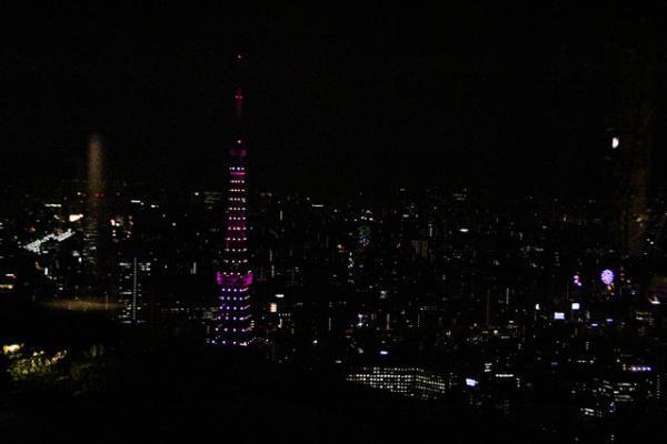 虎ノ門でピンクリボン点灯。東京タワー、スカイツリーなど各所がピンクに