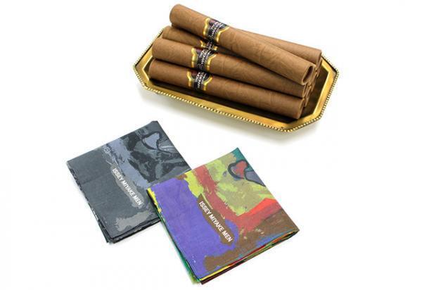 チョコに疲れた男性に、イッセイミヤケからユーモア溢れる葉巻型ハンカチ