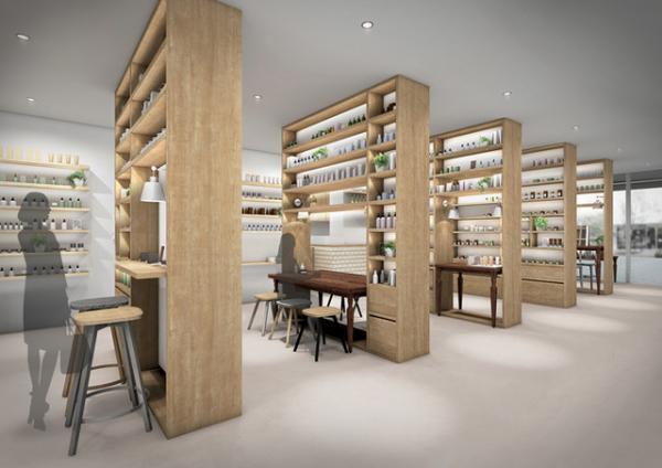 図書館のようにコスメを検索、カフェ併設オーガニックストアが表参道にオープン。佐藤オオキデザイン