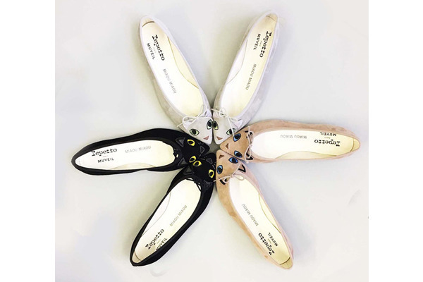 レペット、70周年企画第1弾はミュベールとコラボ！猫モチーフのシューズ＆パスケースが登場