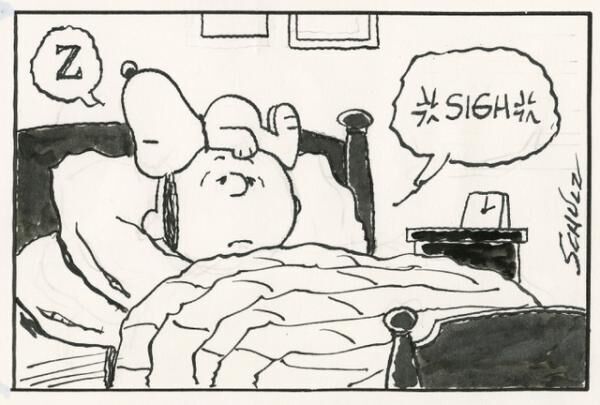 チャーリー・ブラウンとスヌーピー「ピーナッツ」原画(部分)1994年9月4日