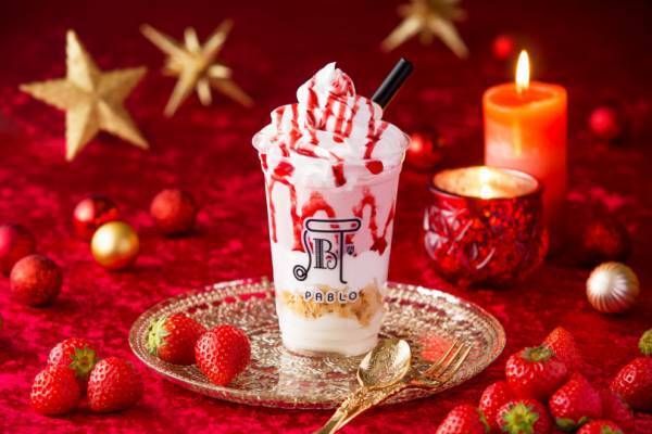 チーズタルト専門店のパブロ、濃厚で甘酸っぱい新作ドリンク「いちごのクリスマスチーズタルト」を発売!