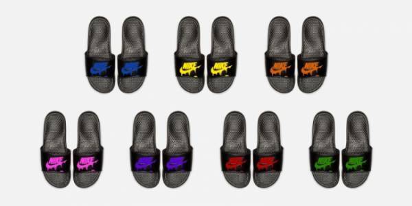 NIKEのベナッシをベースにカスタマイズ。ビビットなソリッドカラーロゴの新色が登場