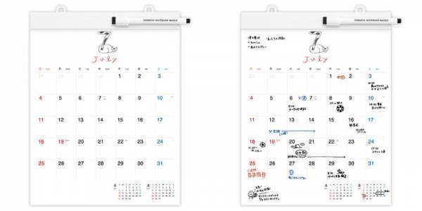 書いては消せる「ほぼ日 ホワイトボードカレンダー2021」発売。月の数字はイラストレーター塩川いづみ描き下ろし