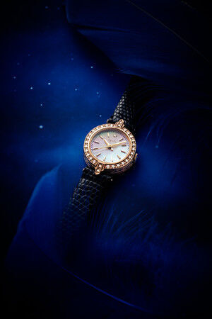 watch 120,000yen gold plated silver, gold plated stainless, leather, mother of pearl and diamond