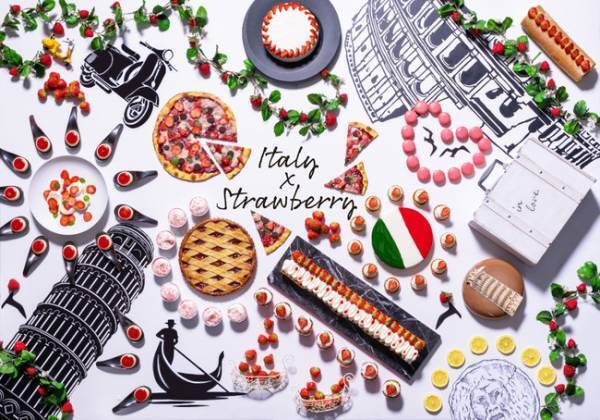 コンラッド大阪の4カ月間で4つの国のストロベリースイーツを楽しめるスイーツビュッフェを開催