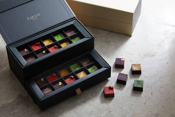テーマは「フルーツとお茶のマリアージュ」。アマン東京のオリジナルバレンタインチョコレート