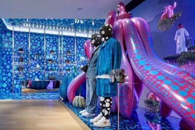 ルイ・ヴィトン 渋谷メンズ店に草間彌生のパンプキンが「ダンシング オクトパス」に変身して登場