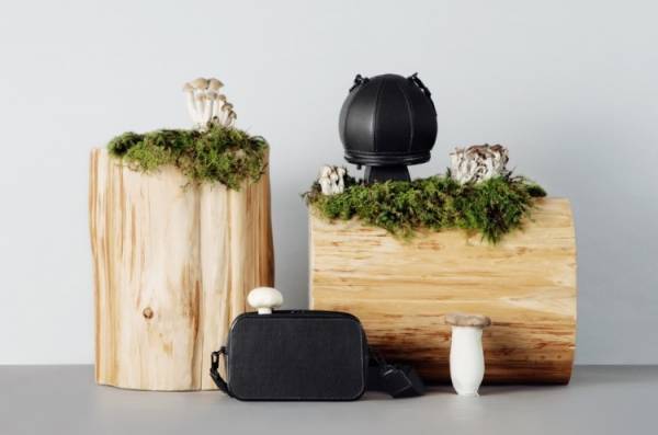 キノコの菌糸体由来の素材を採用した土屋鞄製造所のキノコの形をしたハンドバッグ