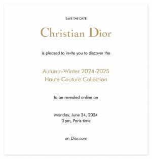 【ライブストリーミング】ディオール 2024年秋冬 オートクチュール コレクションショー 6月24日 午後10時（日本時間）スタート