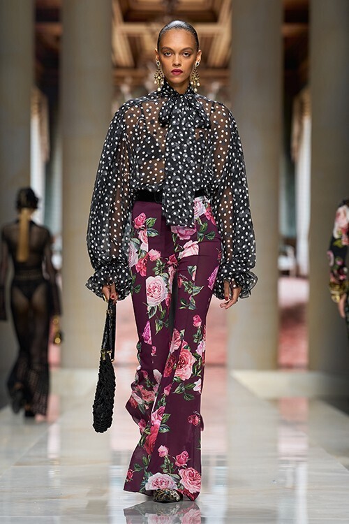 J654◾️ドルチェ＆ガッバーナ 花柄シアー長袖シャツ シルク混 Y2K 
