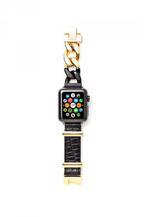 sacaiのApple Watch専用ストラップ - 黒×金&銀のジュエリーとクロコダイルが交差